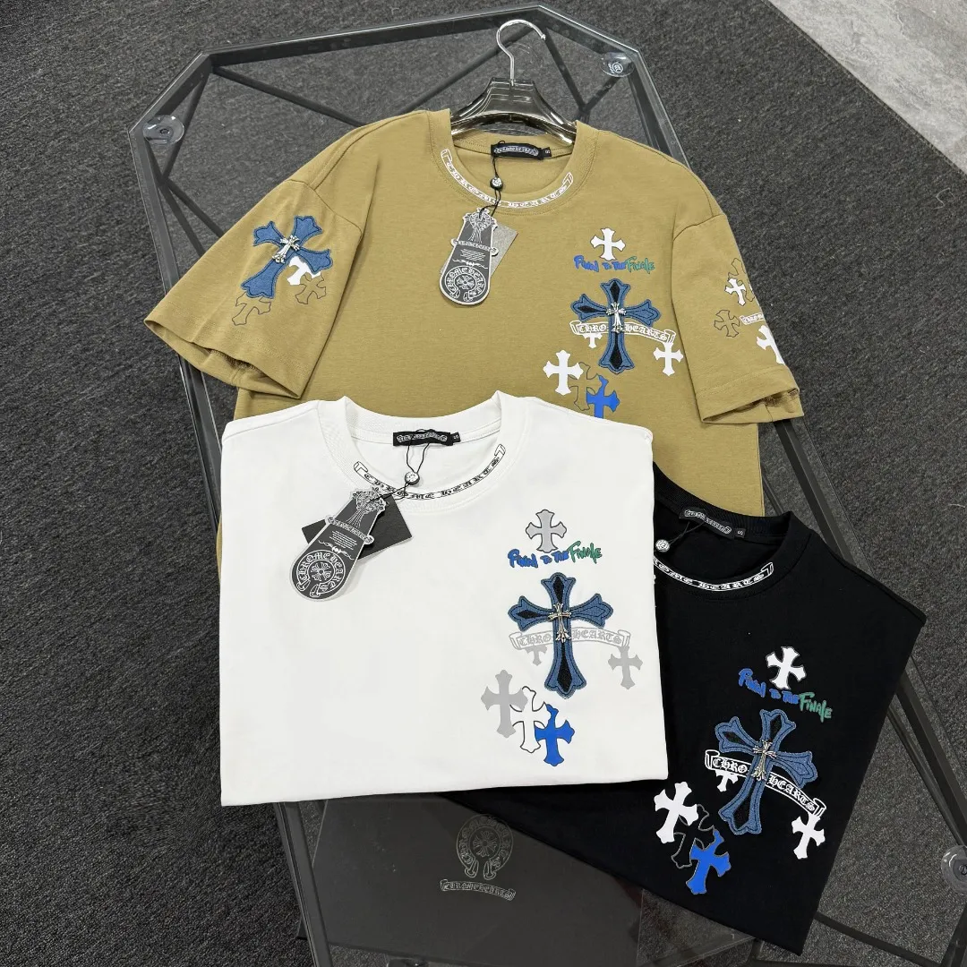 P180 Chrome hearts 25 high version fabrics made of 300 grams of high-density cotton, no deformation, no shrinkage, complete with three labels, same style for men and women, process; printing + denim patch embroidery process + original metal label Color: black white khaki SIZE: S-XL